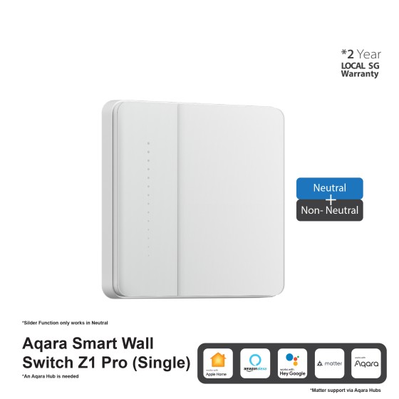 AQARA Smart Wall Switch Z1 Pro (Single rocker / Gang) Support Apple HomeKit (Smart Light Switches)